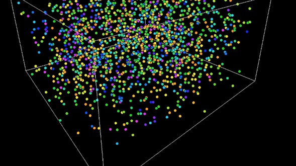 Digital image of rectangle with colorful dots inside it