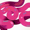 Illustration of healthy looking small intestine with beneficial bacteria inside
