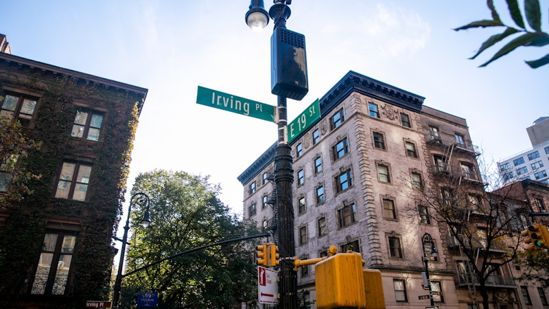 Irving and 19th street signs in a new york city neighborhood