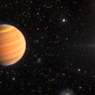 An illustration of a gas planet next to a star.