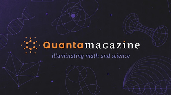Quanta Magazine logo with science symbols around it.
