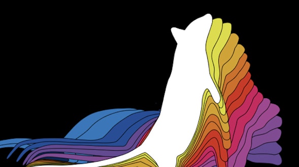 Illustration of animal with multiple rainbow outline shadows behind it