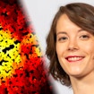 A portrait photo of Camille Scalliet juxtaposed next to a infrared photograph.