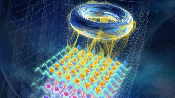 An artistic impression depicts ultra-quantum matter: from the cold topological matter (blue) to hot, strongly correlated metal (red).