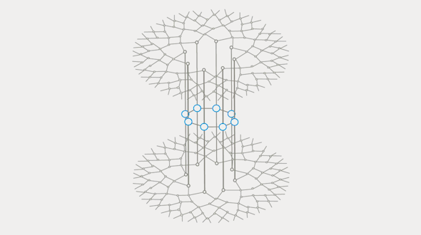 Digital illustration of many electron problem