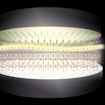 Optical cavity between two mirrors showing vacuum fluctuations of light (yellow wave)