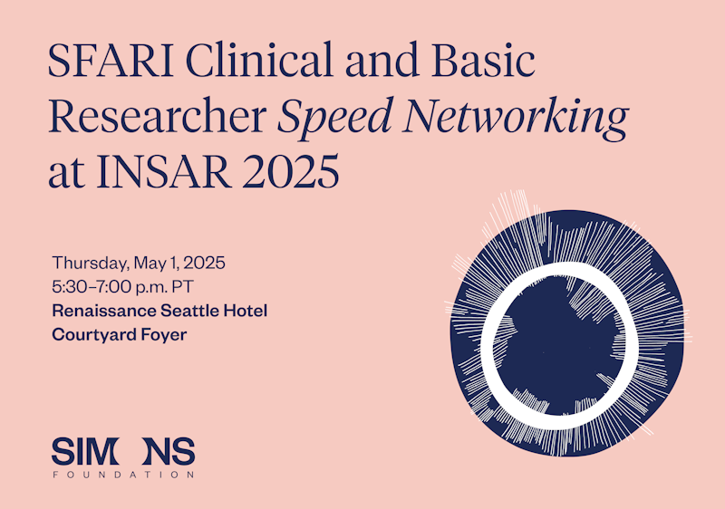 Graphic advertising the Simons social at INSAR 2025.