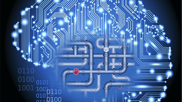 Digital image of neon diagram as brain
