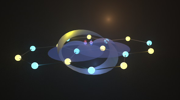 Illustration of graphene, pairing electrons and a Möbius ring.