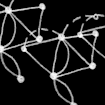 Sets of three connected triangle drawings on a black background